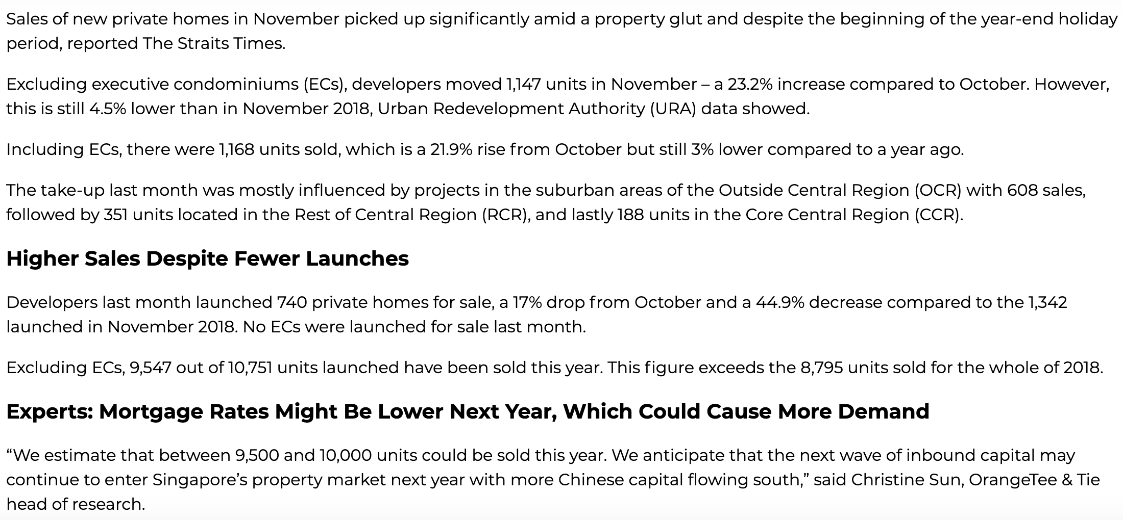 Higher Private Home Sales Recorded In November Despite Property Overhang page 1